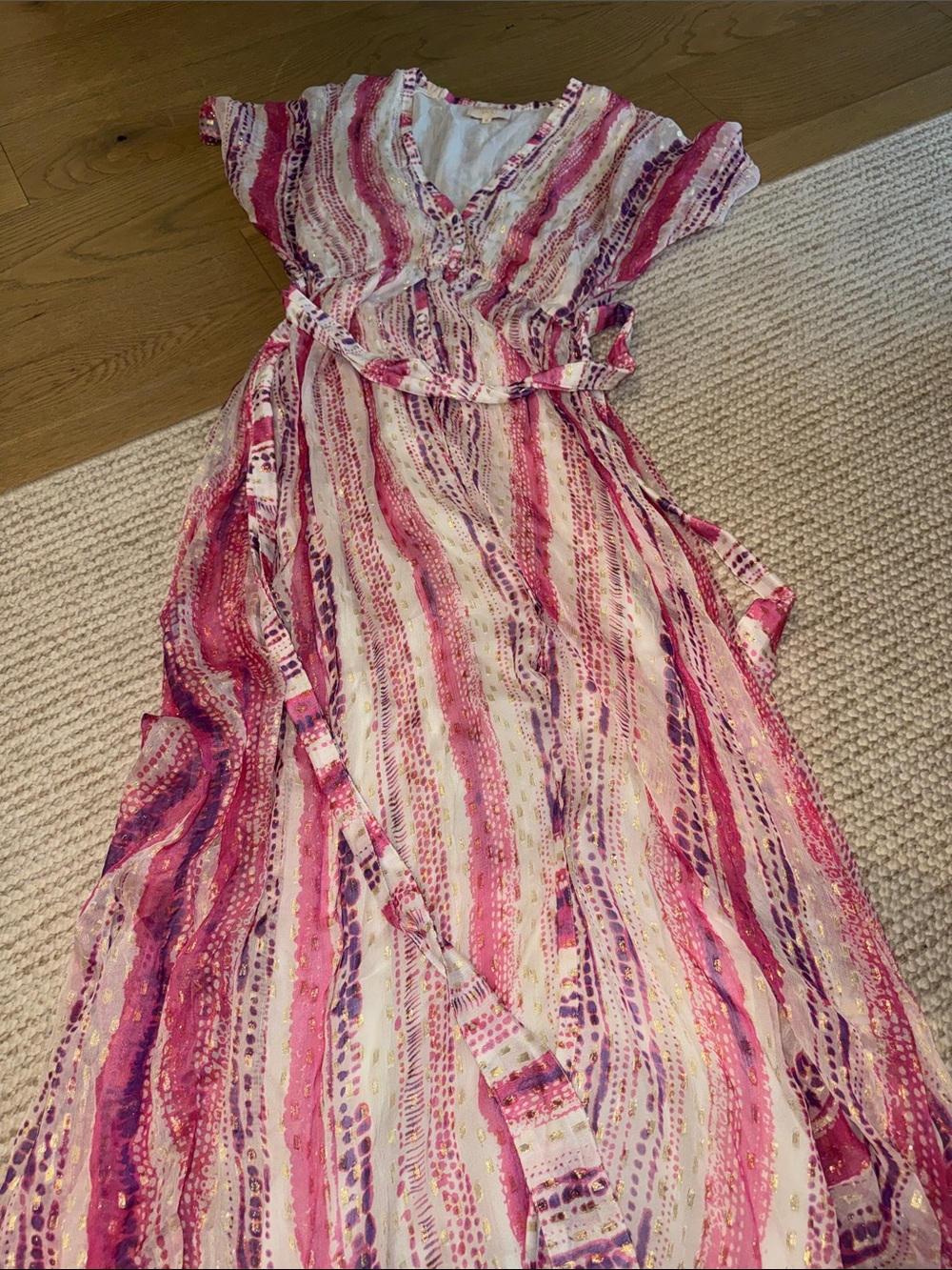 Pink & purple tie dye midi dress
